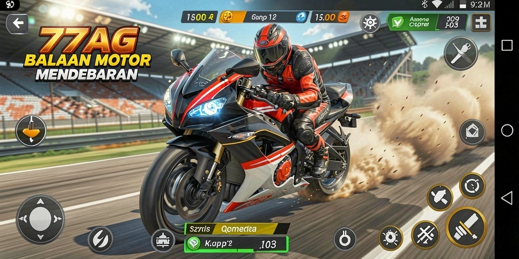 Tampilan menarik dari gameplay balap motor yang seru dan adiktif.
