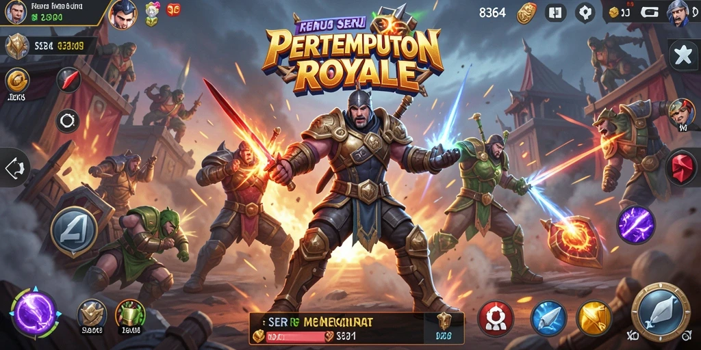 Screenshot gameplay 8364 dengan aksi pertempuran Battle Royale.