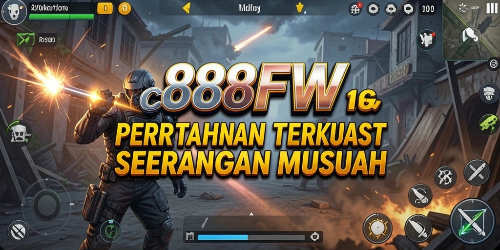 Tampilan gameplay seru pada 888FW dengan menara bertahan.