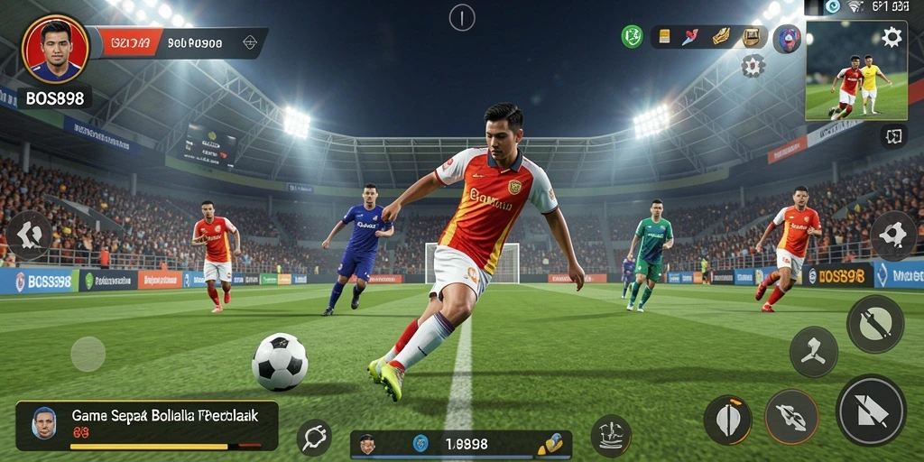 Skrinsut BOS898 menampilkan aksi sepak bola yang penuh semangat.