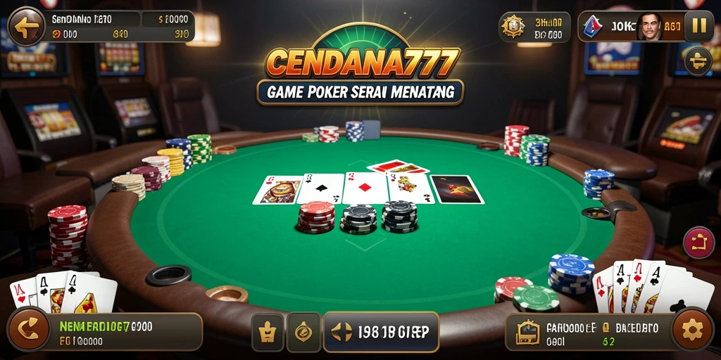 Screenshot gameplay CENDANA777 menunjukkan suasana penuh antusiasme dalam permainan Poker.