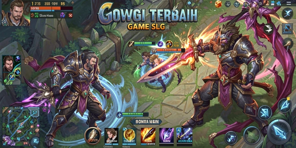 Gameplay GOWIN yang menampilkan pertempuran strategis yang mendebarkan.