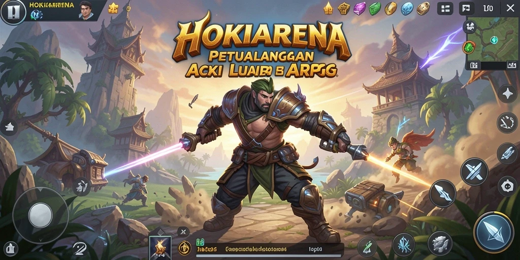 Tangkapan layar HOKIARENA menampilkan pertarungan seru di dunia fantasi.