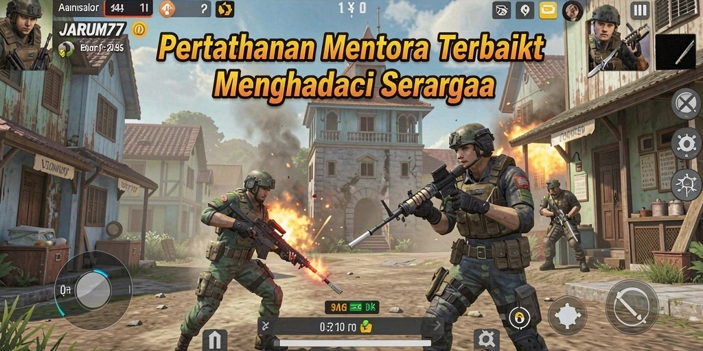 Tampilan gameplay JARUM77 yang menegangkan di arena Tower Defense.