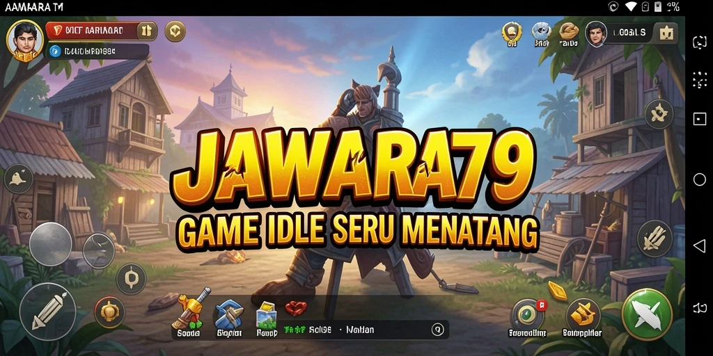 Screenshot gameplay dari JAWARA79 menunjukkan karakter bertarung dan mengumpulkan sumber daya.