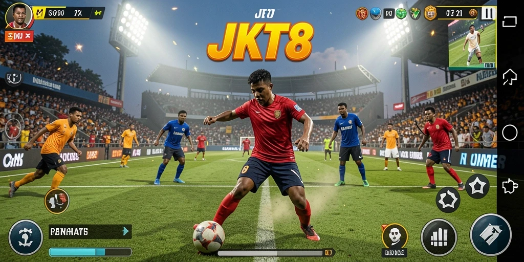 Tampilan seru permainan olahraga dalam JKT8 dengan kompetisi yang menantang.