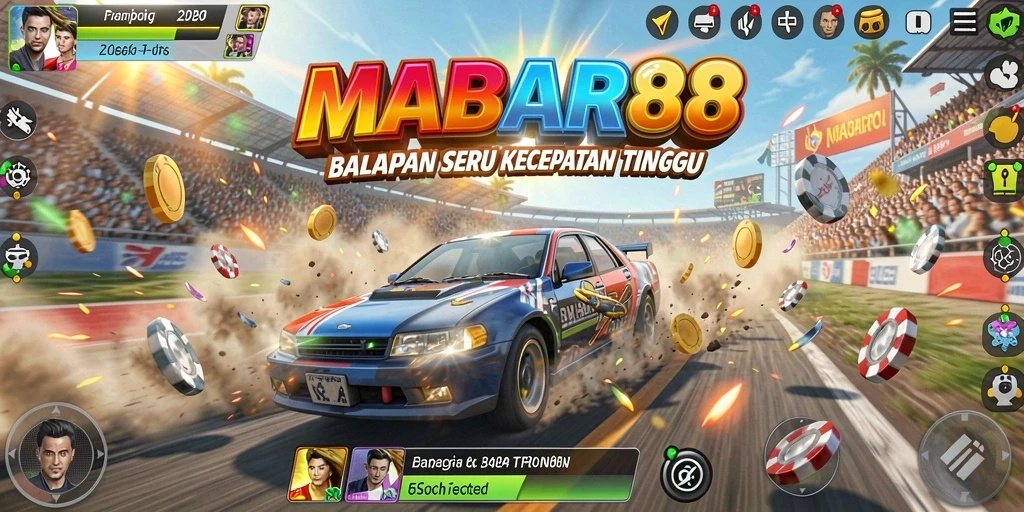 Tampilan gameplay MABAR88 yang seru dan menegangkan saat balapan.