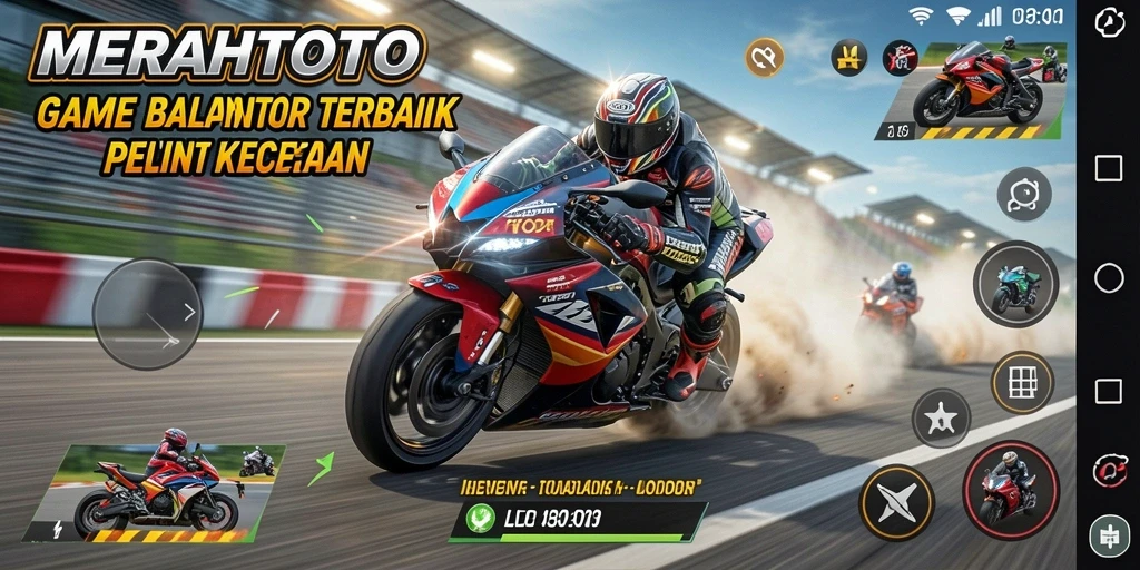 Gameplay seru MERAHTOTO menampilkan balapan motor yang menegangkan dengan grafik menawan.