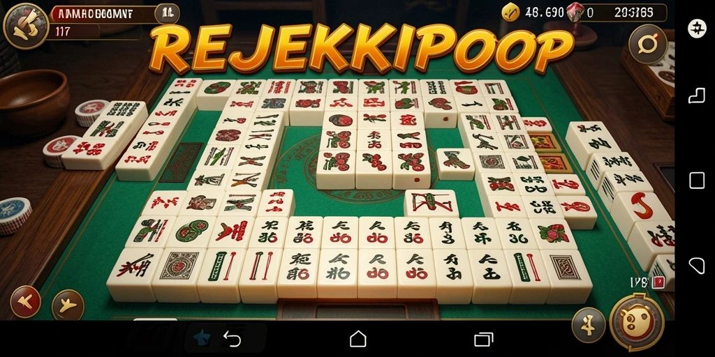 Tampilan gameplay seru dalam permainan Mahjong REJEKIPOP.