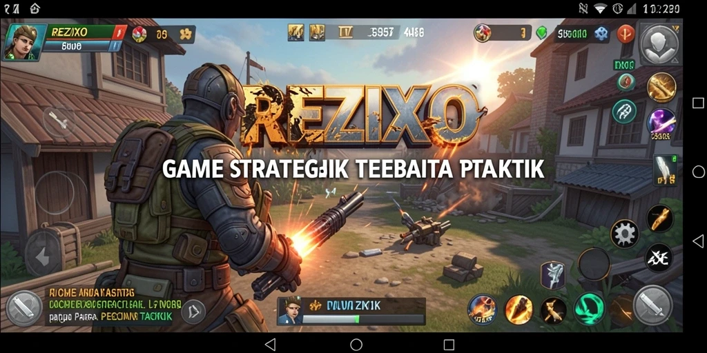 Tangkapan layar gameplay REZIXO yang menampilkan pertempuran strategi yang epik.