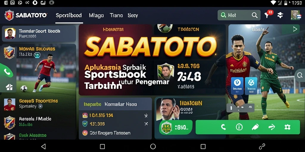 Screenshot gameplay SABATOTO menampilkan taruhan langsung pada berbagai olahraga.