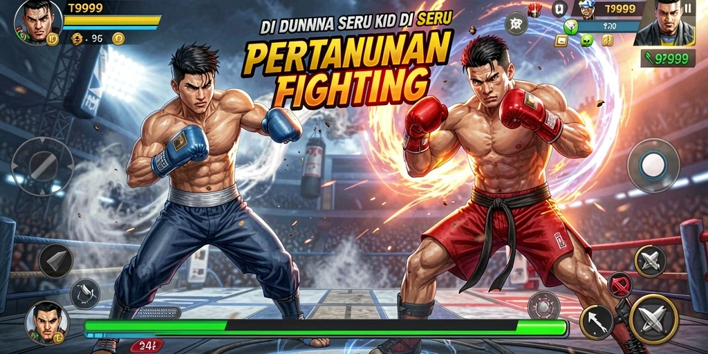 Tampilan seru gameplay T9999 dengan aksi pertarungan yang mendebarkan.