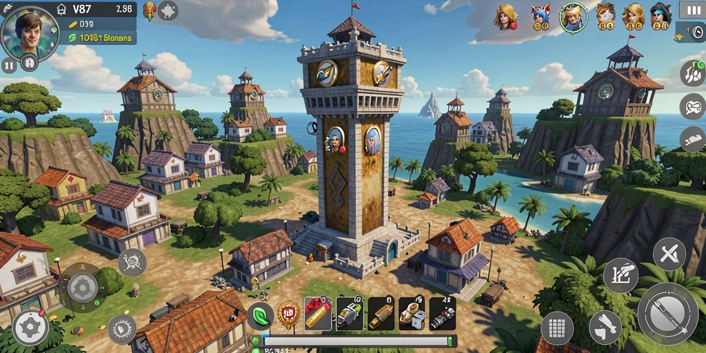 Tangkapan layar V87 menampilkan aksi seru dalam mode Tower Defense.